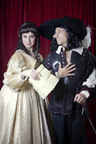 Caitlin McWethy as Roxane and Jeremy Dubin as Cyrano in Cincinnati Shakespeare Company’s upcoming 2015 production of Cyrano de Bergerac Based on the translation written by Anthony Burgess of the play written by Edmond Rostand, September 11- October 3, 2015.