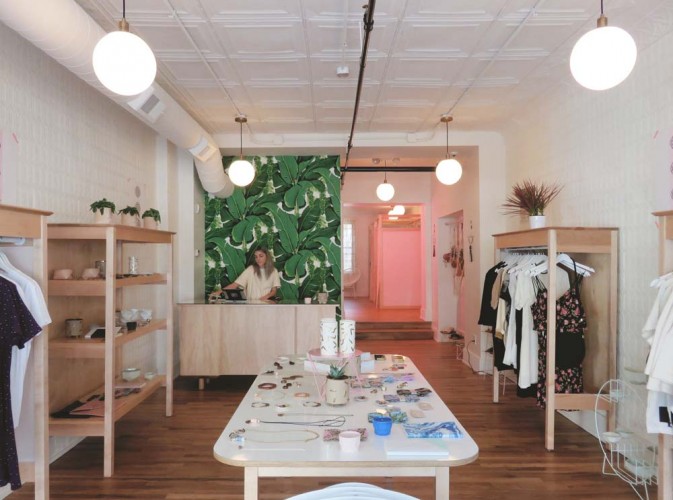 Continuum's Vine Street boutique Continuum reveals a range of highly Instagram-able vignettes, from the palm-print wallpaper to the meticulously arranged accessories. 