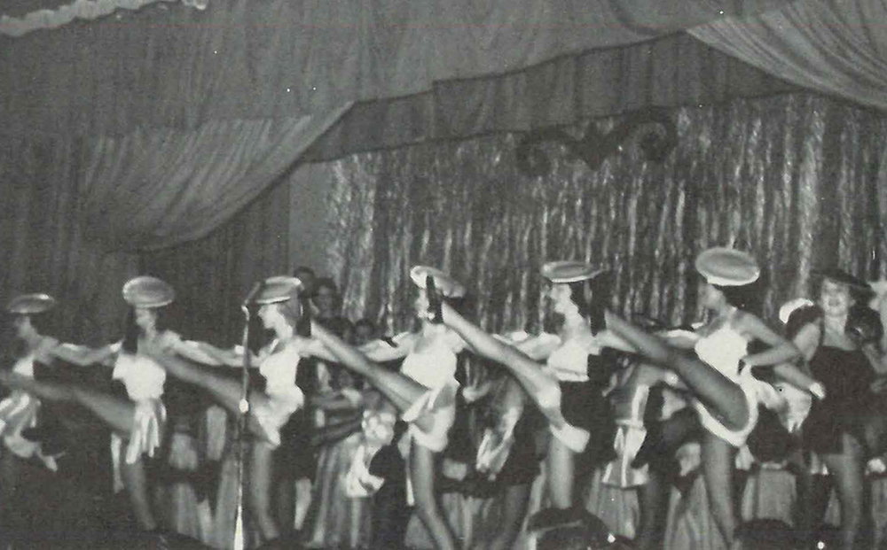 A kickline in the 1950s.